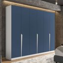 Ver imagem 1 de Guarda-roupa Casal Porto 6 Portas 4 Gavetas Branco/azul - Politorno