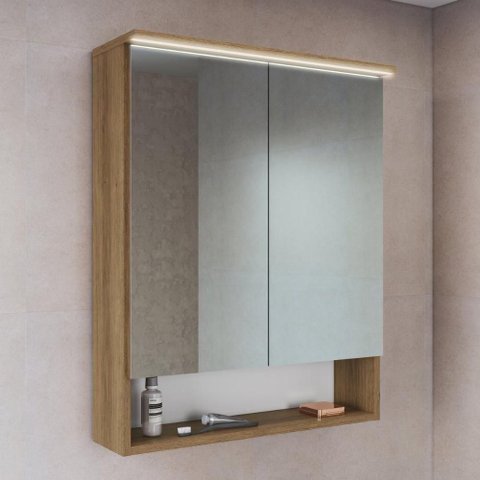 Espelheira para Banheiro Crpro-EPL007 2 Portas MDP com LED 60cm Mel Multimóveis