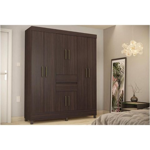 Guarda Roupa Solteiro 8 Portas e 2 Gavetas Munique Cafe Touch - Demóbile