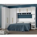 Ver imagem 1 de Jogo de Quarto Modulado Firenze Branco de Casal Armário Ponte Aéreo + Roupeiro