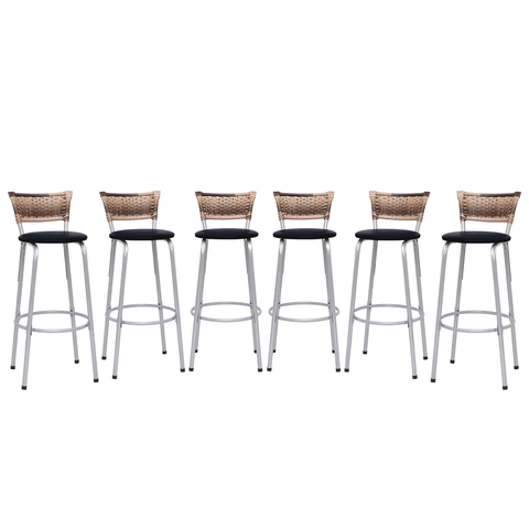 Kit 6 Banqueta Bistro para Cozinha Junco Cappuccino Àrea Gourmet Balcão Bancada bares Churrasqueira