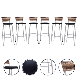 Kit 6 Banqueta Bistro para Cozinha Junco Cappuccino Àrea Gourmet Balcão Bancada bares Churrasqueira - 1