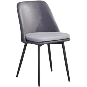 Cadeira Serres Estofada em Corino Pu com Estrutura em Aço:grafite