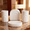 Ver imagem 1 de Jogo de Banheiro Lavabo Acessórios Textura em Arcos Kit 4pçs