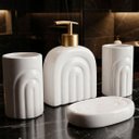 Ver imagem 2 de Jogo de Banheiro Lavabo Acessórios Textura em Arcos Kit 4pçs