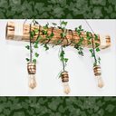 Ver mais imagens de Luminária Rústica de Madeira Maciça 95cm com 3 Pendentes Barril + Plantas