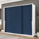 Ver imagem 1 de Guarda-roupa Casal Porto 3 Portas 4 Gavetas Branco/azul - Politorno