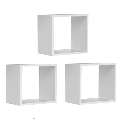 Kit 03 Nichos Organizador Infantil Lavanderia Qaurto Branco Brilho 33x30 cm