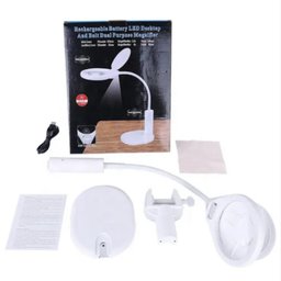 Lupa Led Profissional Mesa Bancada Estetica 2 em 1 Clip Iluminacao Eletronica Lente de Aumento - 6