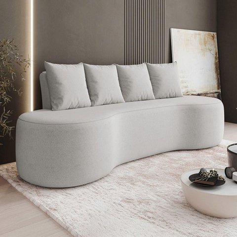 Sofá Benin 2 Lugares Orgânico Fixo 160cm Cinza Suede D'Rossi