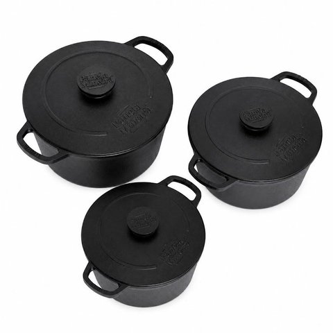 Kit Caçarolas Artesanal 3PCS de Ferro Fundido Panela Mineira