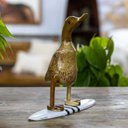 Ver imagem 1 de Escultura Pato Surfista em Bambu Importado de Bali - 25cm