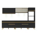 Ver imagem 7 de Armário de Cozinha Compacta 302cm com Leds Veneza Up Multimóveis V2014 Preto/Dourado