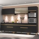 Ver imagem 3 de Armário de Cozinha Compacta 302cm com Leds Veneza Up Multimóveis V2014 Preto/Dourado