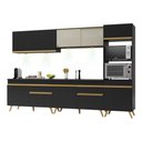 Ver imagem 1 de Armário de Cozinha Compacta 302cm com Leds Veneza Up Multimóveis V2014 Preto/Dourado