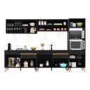 Ver imagem 6 de Armário de Cozinha Compacta 302cm com Leds Veneza Up Multimóveis V2014 Preto/Dourado