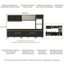 Ver imagem 4 de Armário de Cozinha Compacta 302cm com Leds Veneza Up Multimóveis V2014 Preto/Dourado