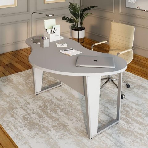 Mesa para Escritório Mesa Orgânica Linear MDP 173cm Cinza F5 Office