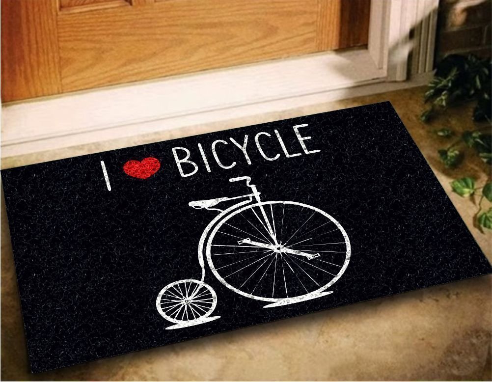 Tapete Capacho I Love Bicycle 60x40 Bike Casa Entrada Lar
