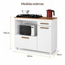 Ver imagem 3 de Balcão para Cozinha Tampo MDF 2 Portas 1 Gaveta com Nicho Micro-Ondas Cronos Espresso Móveis