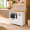 Ver imagem 1 de Balcão para Cozinha Tampo MDF 2 Portas 1 Gaveta com Nicho Micro-Ondas Cronos Espresso Móveis