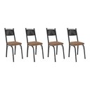 Ver imagem 1 de Kit 4 Cadeiras de Cozinha Virginia Estampado Rattan Bege Pés de Ferro Preto - Pallazio