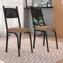 Ver imagem 2 de Kit 4 Cadeiras de Cozinha Virginia Estampado Rattan Bege Pés de Ferro Preto - Pallazio