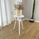 Ver imagem 3 de Mesa Lateral Redonda com Pé Palito de Madeira Branco