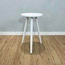 Ver imagem 1 de Mesa Lateral Redonda com Pé Palito de Madeira Branco
