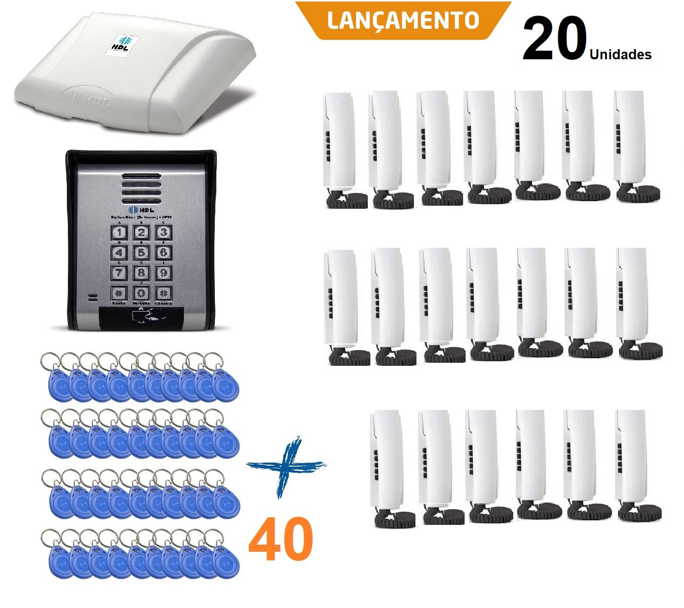 Porteiro Eletrônico Hdl Coletivo 20 Pontos 40 Cartão Tag Madeiramadeira 9689