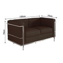 Ver imagem 2 de Sofa Le Corbusier de 2 Lugares Cromado em Sintético Marrom