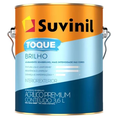 Tinta Acrílica Toque Brilho Branco Neve 3,6 Litros - 50839876 - Suvinil Tinta Acril Toque Brilho Brc