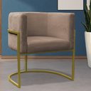 Ver imagem 3 de Kit 4 Poltrona Reforçadas Decorativa Sala de Estar Carla Base Ferro Dourada Suede Capuccino