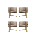 Ver imagem 1 de Kit 4 Poltrona Reforçadas Decorativa Sala de Estar Carla Base Ferro Dourada Suede Capuccino
