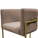 Ver imagem 5 de Kit 4 Poltrona Reforçadas Decorativa Sala de Estar Carla Base Ferro Dourada Suede Capuccino