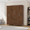 Ver imagem 1 de Guarda Roupa Casal Abruzzo 6 Portas de Bater 2 Gavetas com Cabideiro Nogueira G98 - Gran Belo
