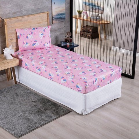 Jogo de Cama Alegria Infantil Solteiro Micropercal 02 Peças 200 Fios 100% Poliéster - Unicornio