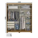 Ver imagem 3 de Guarda Roupa Solteiro Verg D239 Nature Off White Com Espelho Henn