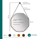 Ver imagem 5 de Espelho Adnet Decorativo Octogonal 60cm com Alça Cafe