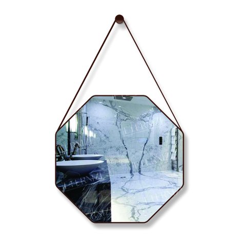 Espelho Adnet Decorativo Octogonal 60cm com Alça Cafe
