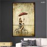 Quadro Decorativo 60x80cm Canvas Mulher com Guarda Chuva na Bicicleta Vintage Rtv001 - 2
