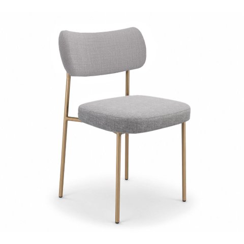 Kit 4 Cadeiras Sala de Jantar Lisa Pés Champanhe Linho Cinza m² - Monari Design