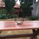 Ver imagem 3 de Cesto de frutas redondo de ferro e madeira fruteira de mesa super resistente para cozinhas e áreas g