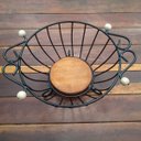 Ver imagem 6 de Cesto de frutas redondo de ferro e madeira fruteira de mesa super resistente para cozinhas e áreas g