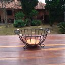 Ver imagem 4 de Cesto de frutas redondo de ferro e madeira fruteira de mesa super resistente para cozinhas e áreas g