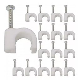 Kit C/ 50 Fixador P/ Fios Cabos 10mm Branco Miguelão Grampo Prego Prender Fixar Acabamento Parede St - 5