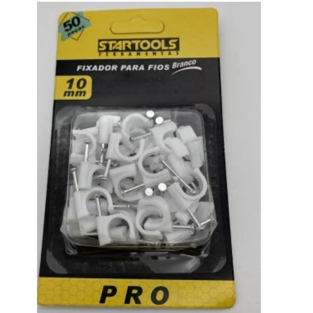 Kit C/ 50 Fixador P/ Fios Cabos 10mm Branco Miguelão Grampo Prego Prender Fixar Acabamento Parede St - 6