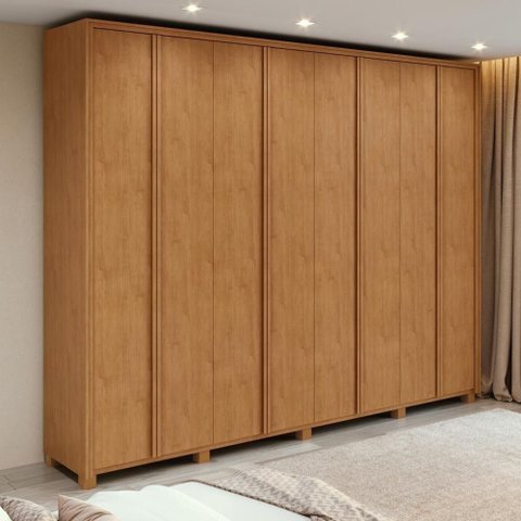 Guarda-roupa Casal 100% Mdf 8 Portas Easy Glow com Pés Amendoa Clean