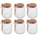 Ver imagem 1 de Kit de Pote de Vidro com Tampa de Rolha Colher Bambu 6 unidades Porta Temperos 240ml Lyor