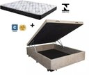 Ver imagem 1 de Cama Box Baú Casal Conforto Suede Bege + Colchão Casal Conforto Espuma D33 14x138x188